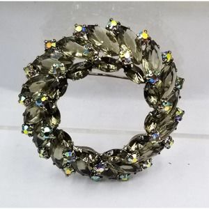 Juliana D & E  2.5 “ Gray AB Aurora Borealis Crystal  DoubleTiered Brooch